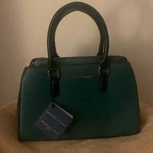 Adrienne Vittadini satchel handbag, teal color, NWT